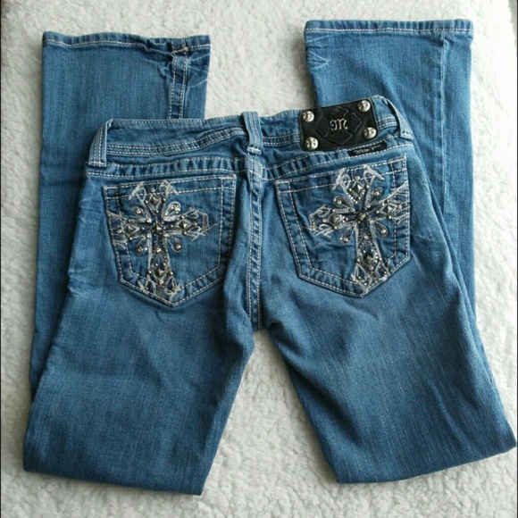 Miss Me Boot Cut Modelo Jeans Cross Design Sz 26 - Picture 2 of 8